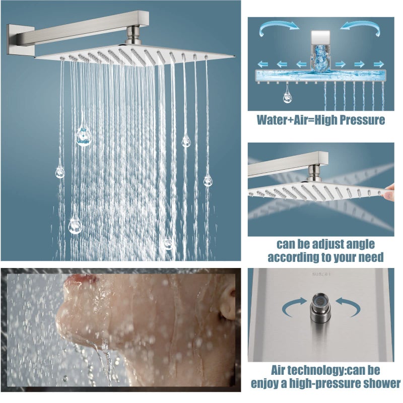Aolemi Shower Faucet Set Rain Shower System with Handheld Spray Bathroom Shower Combo Rough-in Valve and Shower Trim Kit Included Brushed Nickel 10 Inch Wall Mount Shower Head - Image 3